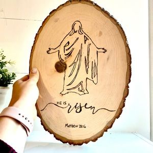 Wood burned Jesus Plaque